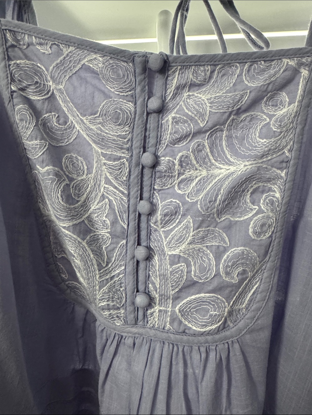 Anthropologie Blouse Lavender Large Cotton Embroidered Peasant Blouse - Picture 5 of 11